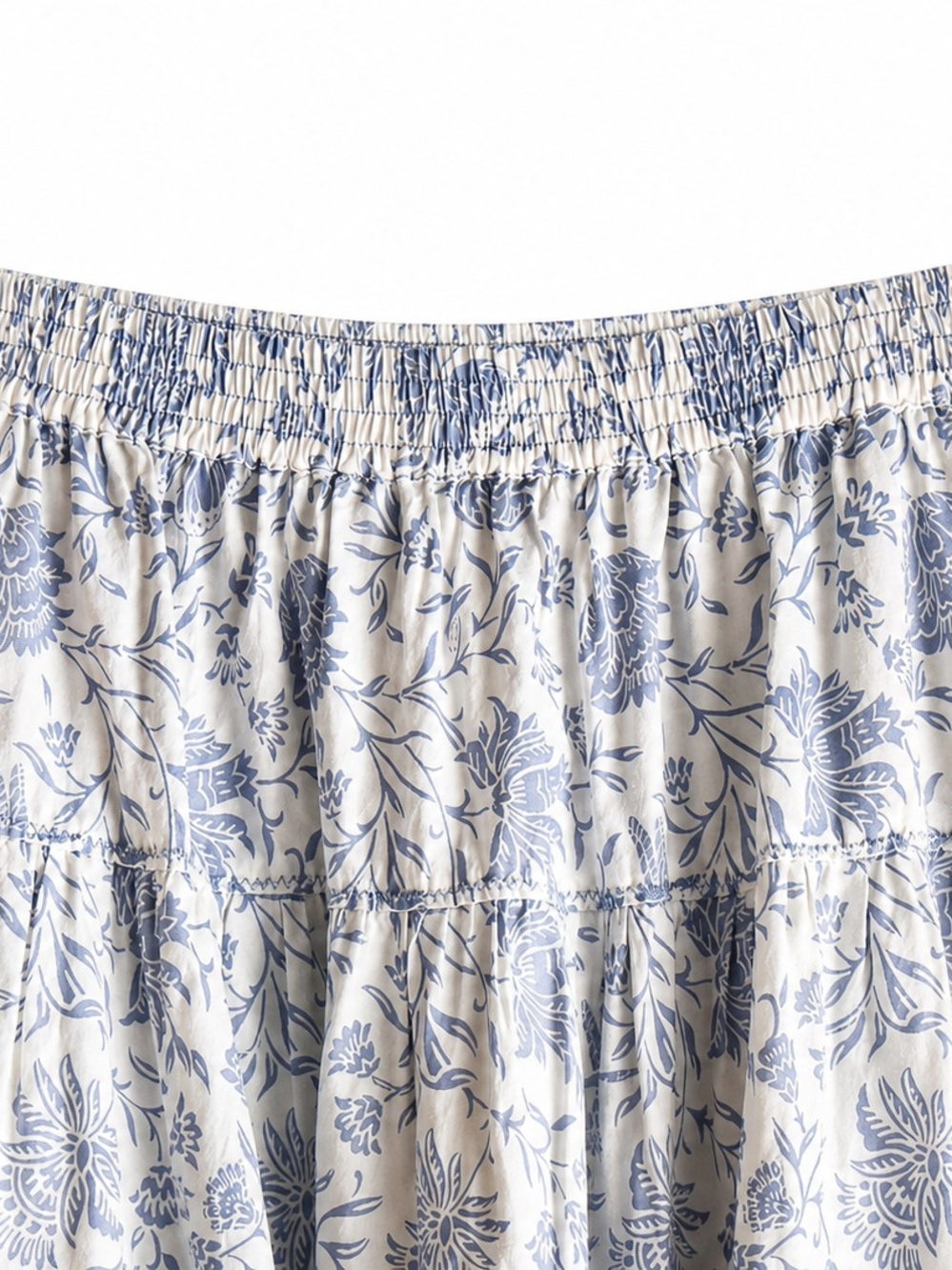 Free People Full Swing Printed Tiered Midi Skirt Blue Heron Combo NWT Size L FP - Picture 4 of 16
